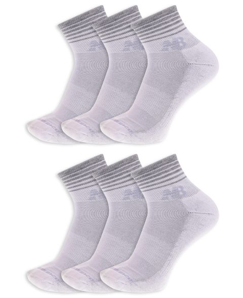 Мужские эластичные трикотажные носки New Balance Cushioned Quarter, набор из 6 пар, цвет: Белый