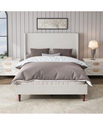 Queen Upholstered Bed Frame with High Headboard