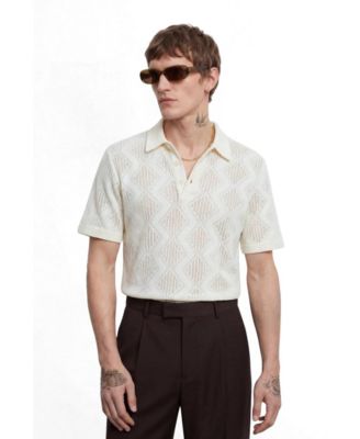 Men's Otis Diamond Cotton Crochet Polo Shirt