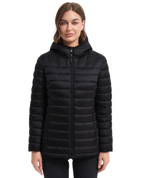Женская куртка Hawke & Co. Metallic Quilt Puffer, цвет: Чёрный