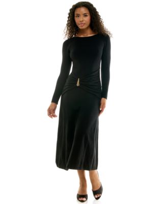 Juniors' Boatneck Midi Drop-Waist Sweater Dress