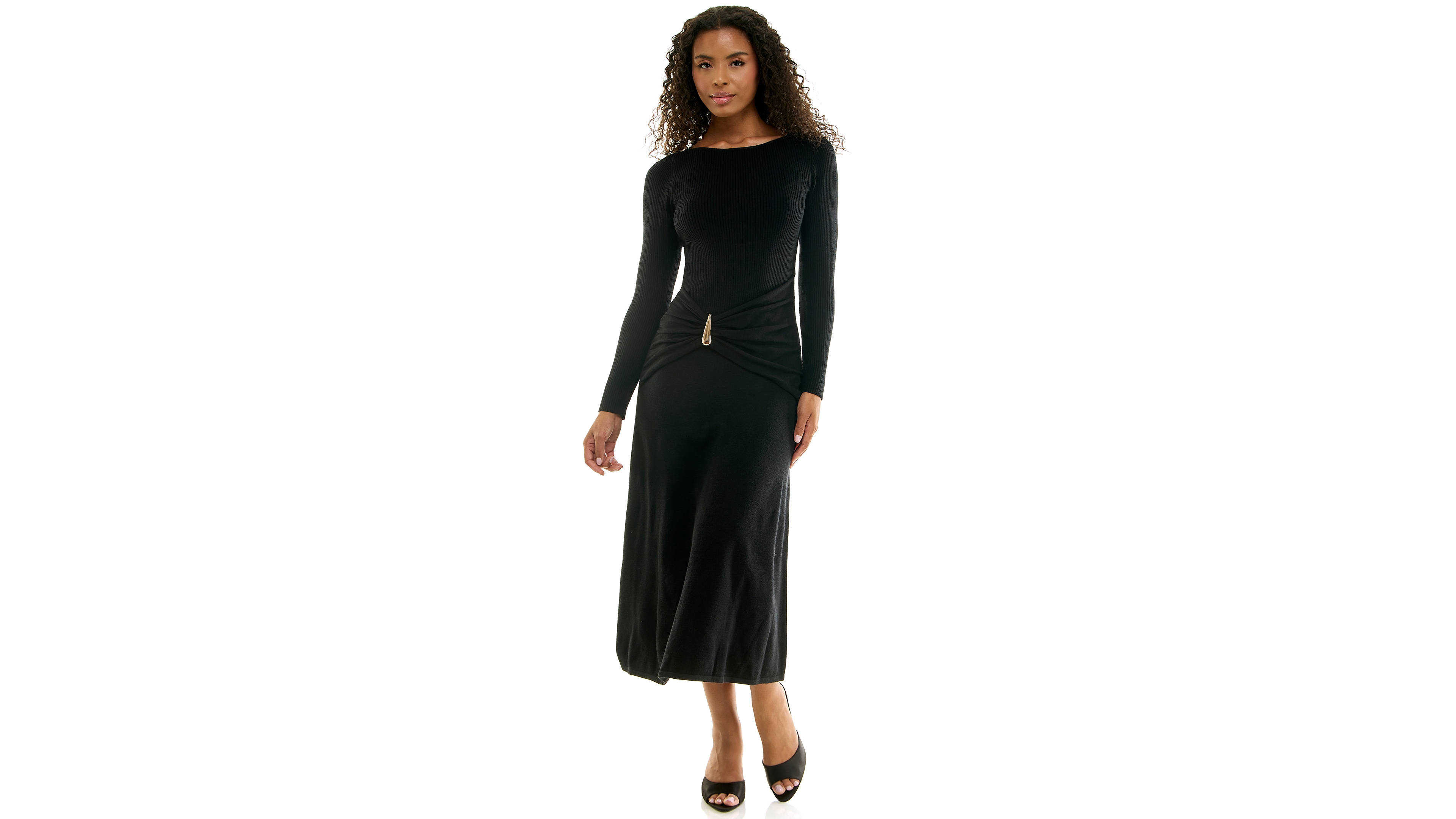 Invitee Women's Boatneck Midi Drop-Waist Sweater Dress