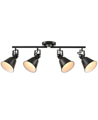 4-Light Semi-Flush Mount Ceiling Track Lighting Adjustable Round Spotlight in Matte