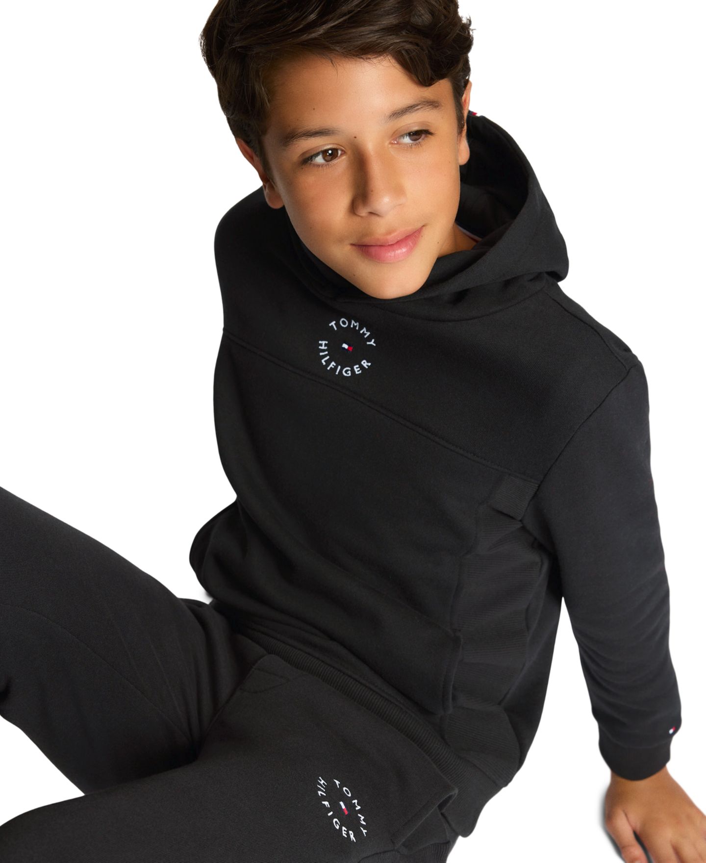 Худи Tommy Hilfiger Elevated Fleece Relaxed-Fit для мальчиков, цвет: Чёрный — фото 3