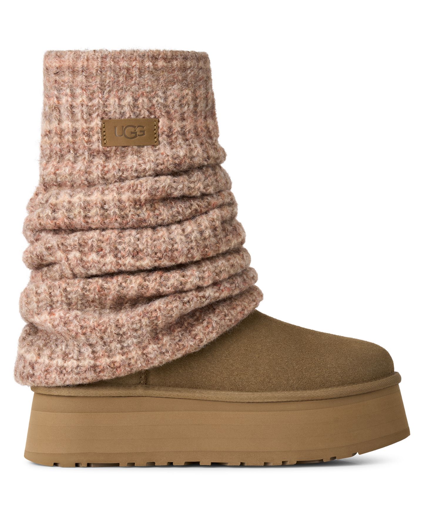 Женские ботинки UGG® Classic Mini Dipper Removable Knit Leg Warmer Suede, цвет: Светлый бронзовый — фото 2