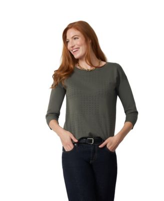 Women's Boat Neckline 3/4-Sleeve High-Low Sweater
