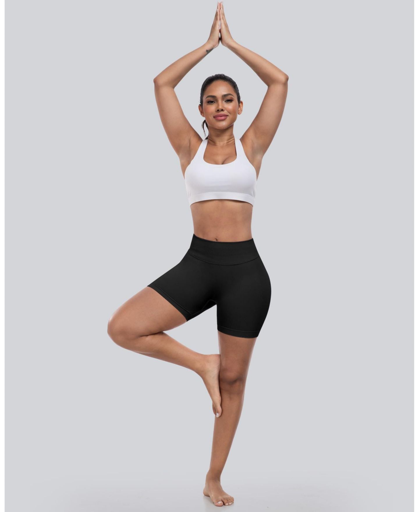 Женские шорты Sportneer High Waisted Scrunch Workout Shorts Seamless Squat Proof Gym Yoga, цвет: Чёрный — фото 4