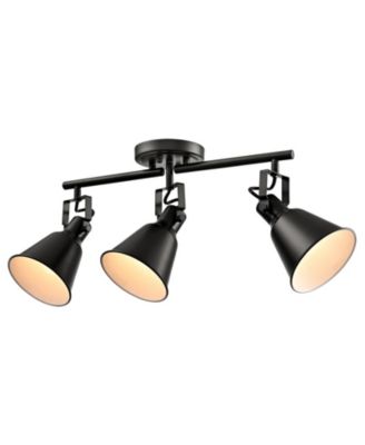 3-Light Semi-Flush Mount Ceiling Track Lighting Adjustable Round Spotlight in Matte