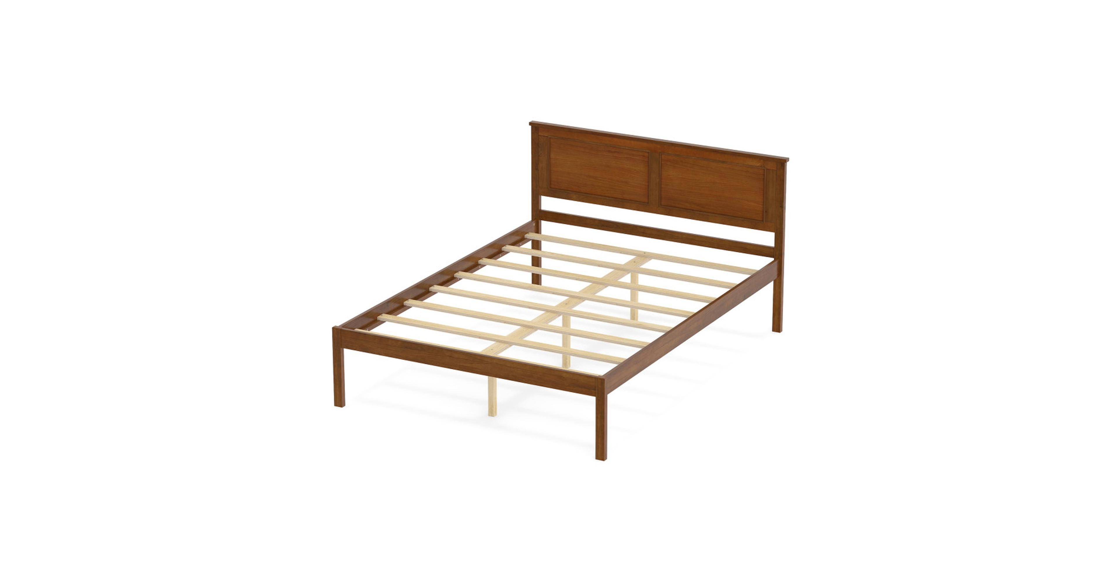 Gouun 36.5-Inch Farmhouse Platform Bed with Wood Headboard