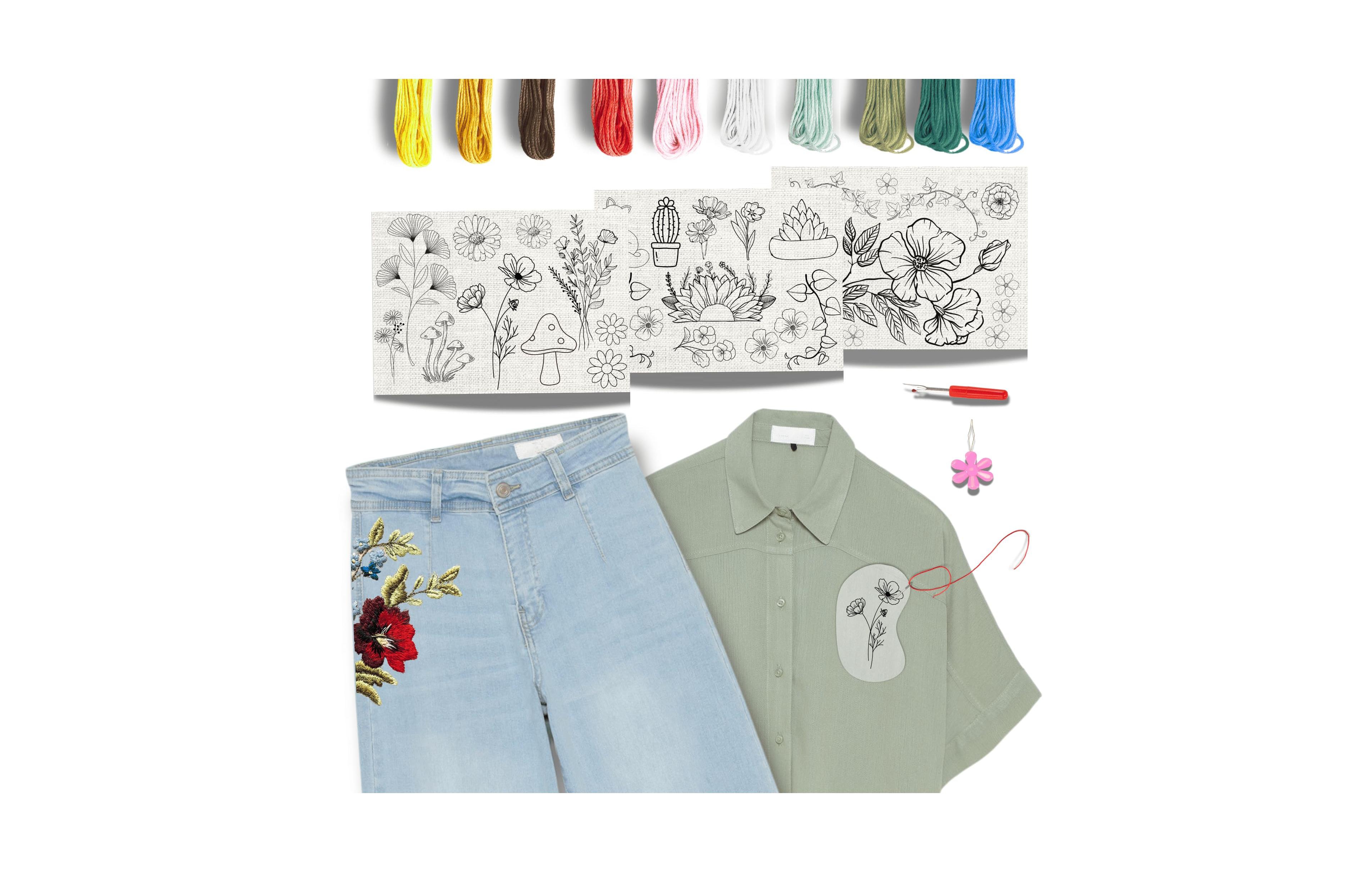 Aeelike Easy Clothing Embroidery Kit All Inclusive Starter Pack 34 Designs