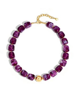 Trendy Chunky Multicolor Square Beaded Boho Statement Necklace Handmade Adjustable Summer Jewelry