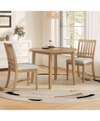  3-Piece Round Wood Dining Table Set for 2