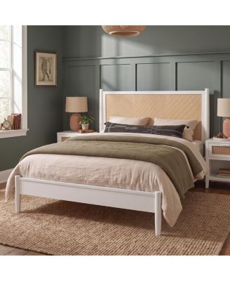 Queen Rattan Platform Bed Frame Boho Coastal Style
