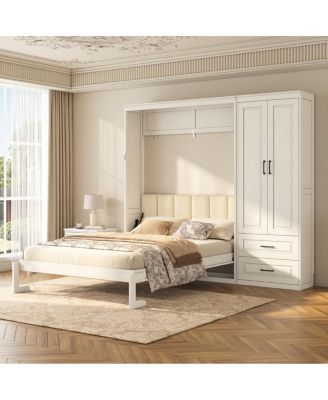 Queen Murphy Bed with Wardrobe, Drawers and Headboard