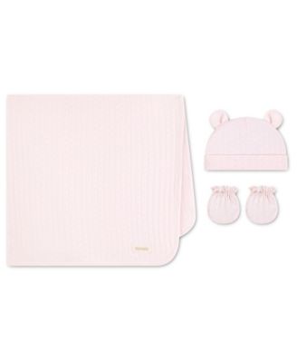 baby girls or baby boys Cotton Blanket, Hat and Mittens, 3-Piece Set