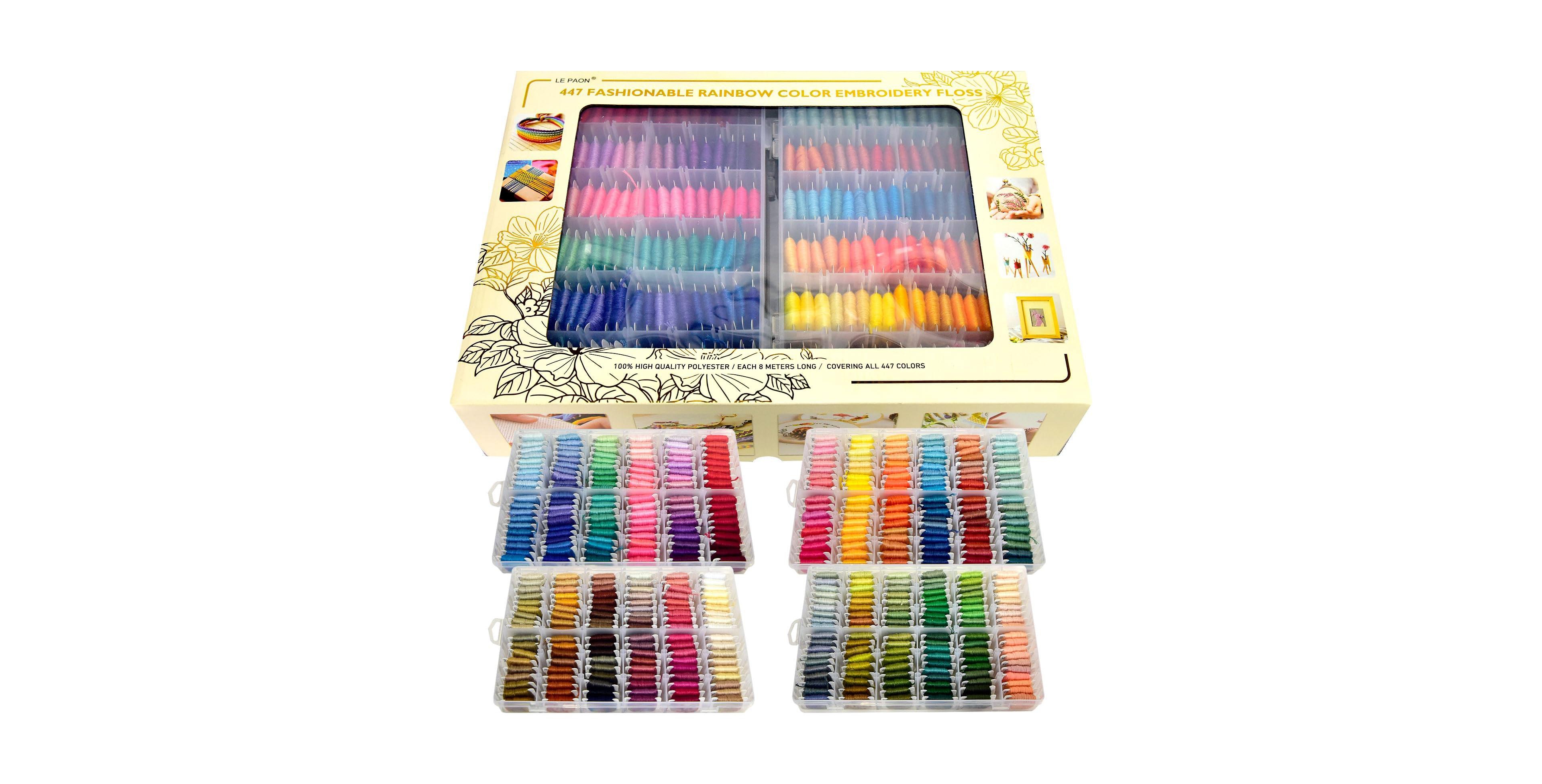 Aeelike 447 Colors Pre Wound Embroidery Floss Bobbins with Storage Box for Friendship Bracelets Cross Stitch Crafts