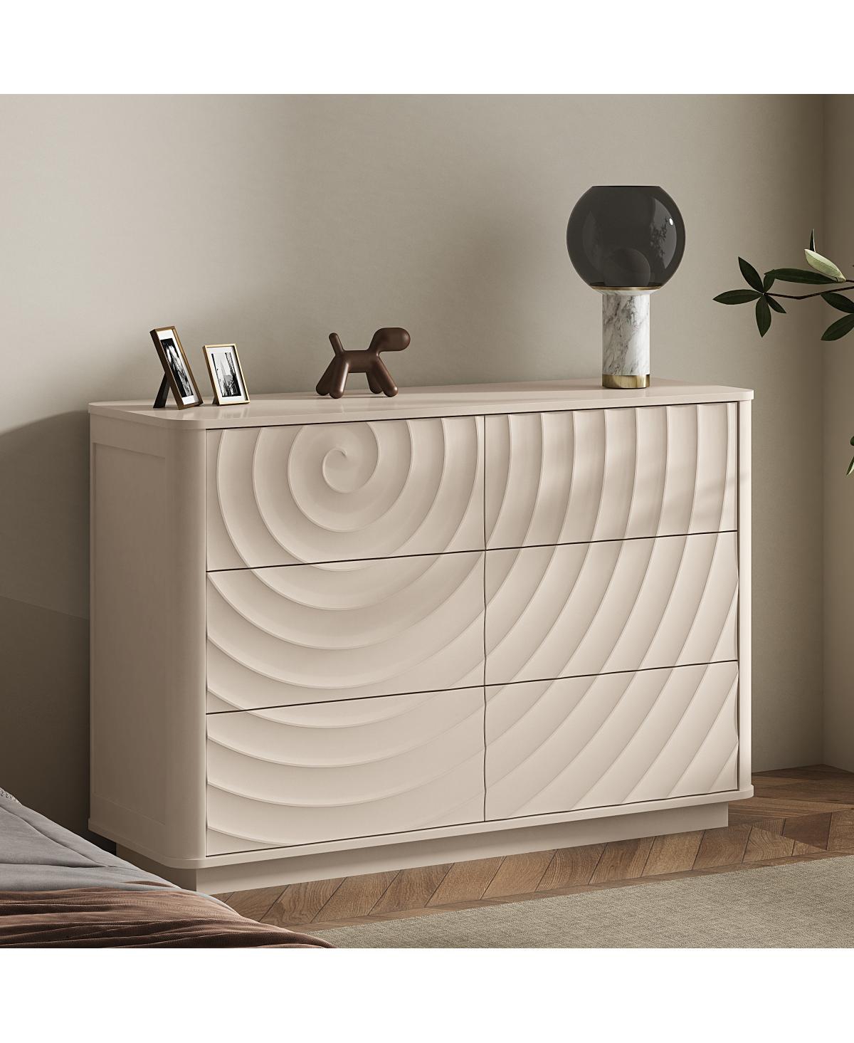 Streamdale Furniture Streamdale 6 Drawer Modern Dresser - Off white