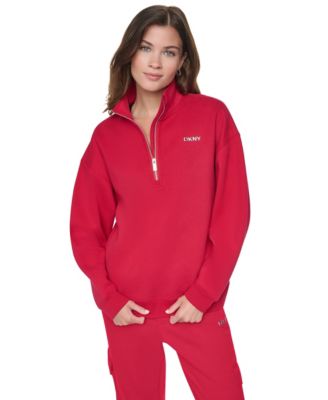 Women's Quarter Zip Metallic Bubble Logo Mock Neck Sweatshirt