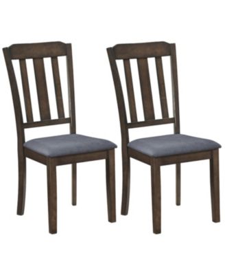 Set of 2 Rubber Wood Dining Room Chairs with Backrest
