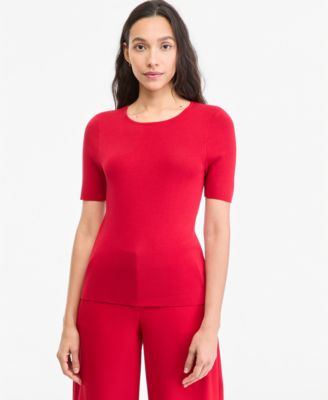 Women's Short-Sleeve Scoop-Neck Sweater