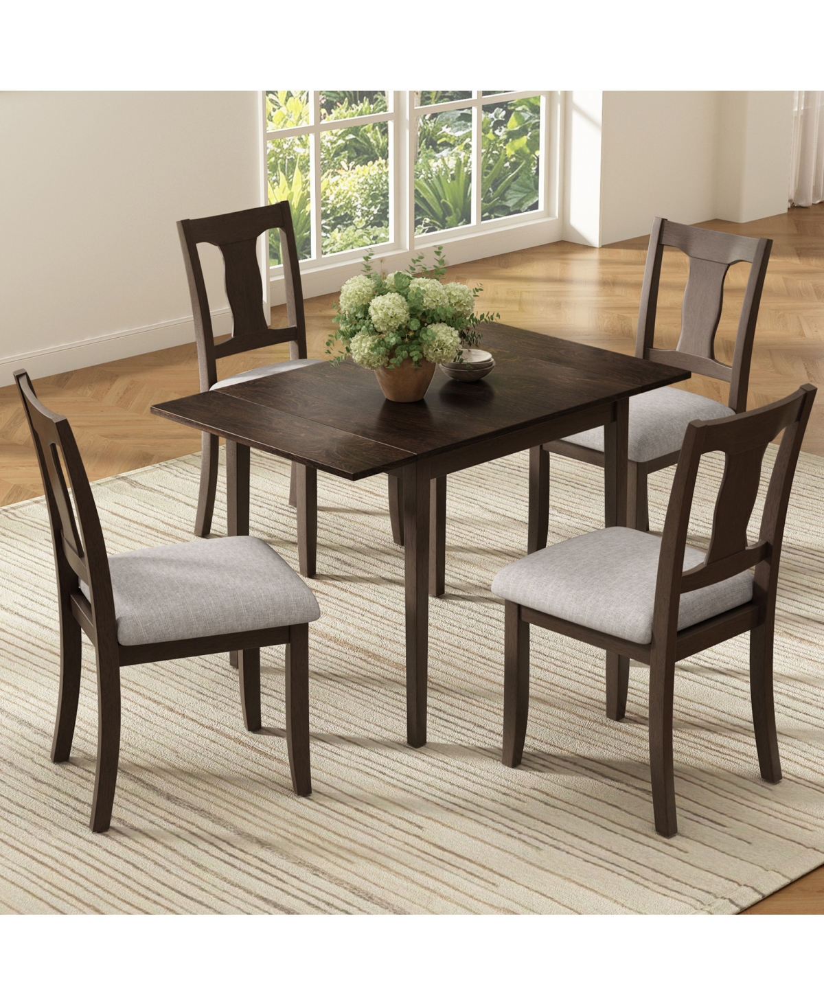 Streamdale Furniture 5-Piece Drop Leaf Folding Dining Table Set