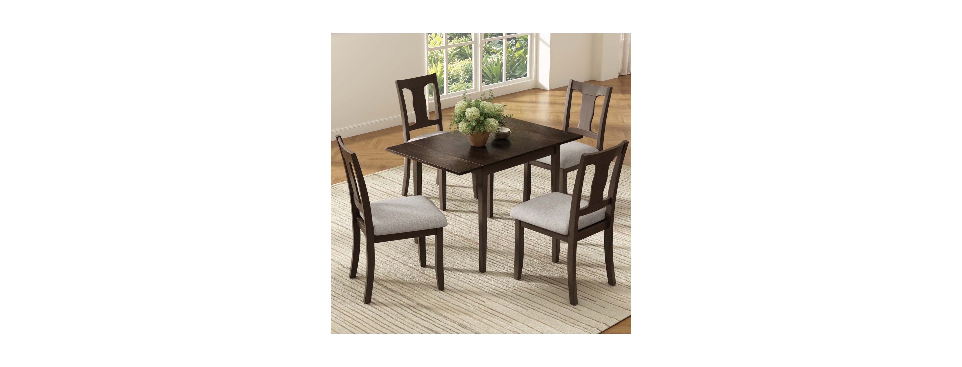 Streamdale Furniture 5-Piece Drop Leaf Folding Dining Table Set