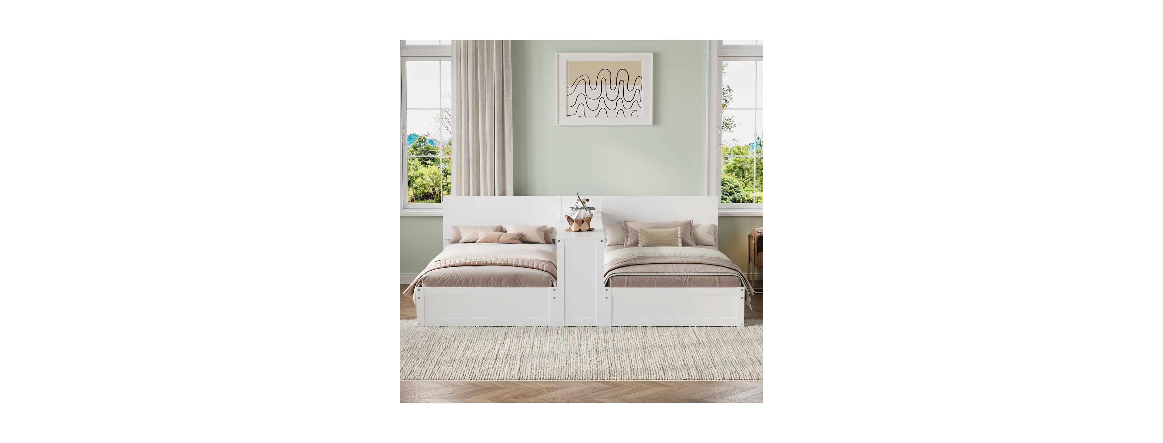 Streamdale Furniture Twin Platform Bed Frame Set with Adjustable Storage Desk