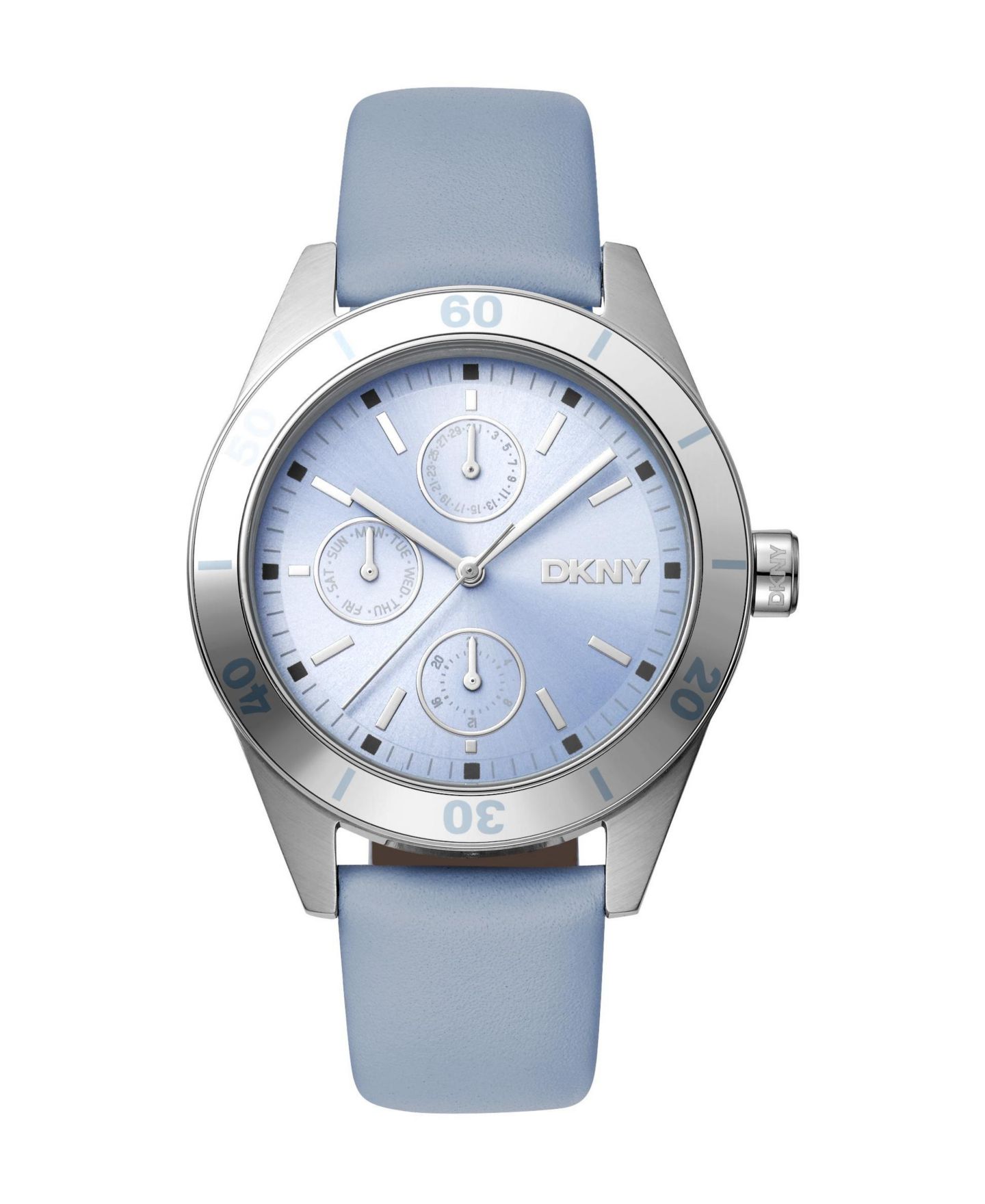 Женские часы DKNY Active Quartz Leather Strap Watch, цвет: Серебряный — фото 1