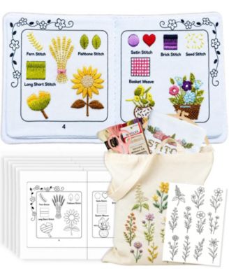 Beginner Embroidery Book Kit With Portable Canvas Bag All Tools Included Video Tutorials
