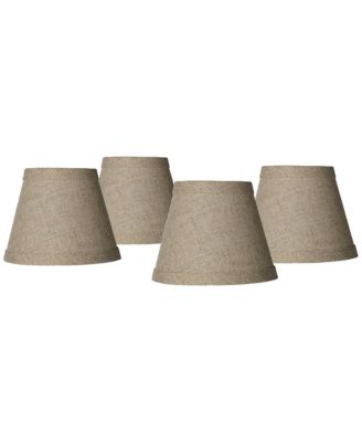 Set of 4 Empire Lamp Shades Fine Burlap Natural Small 3" Top x 5" Bottom x 4" High Candelabra Clip-On Fitting