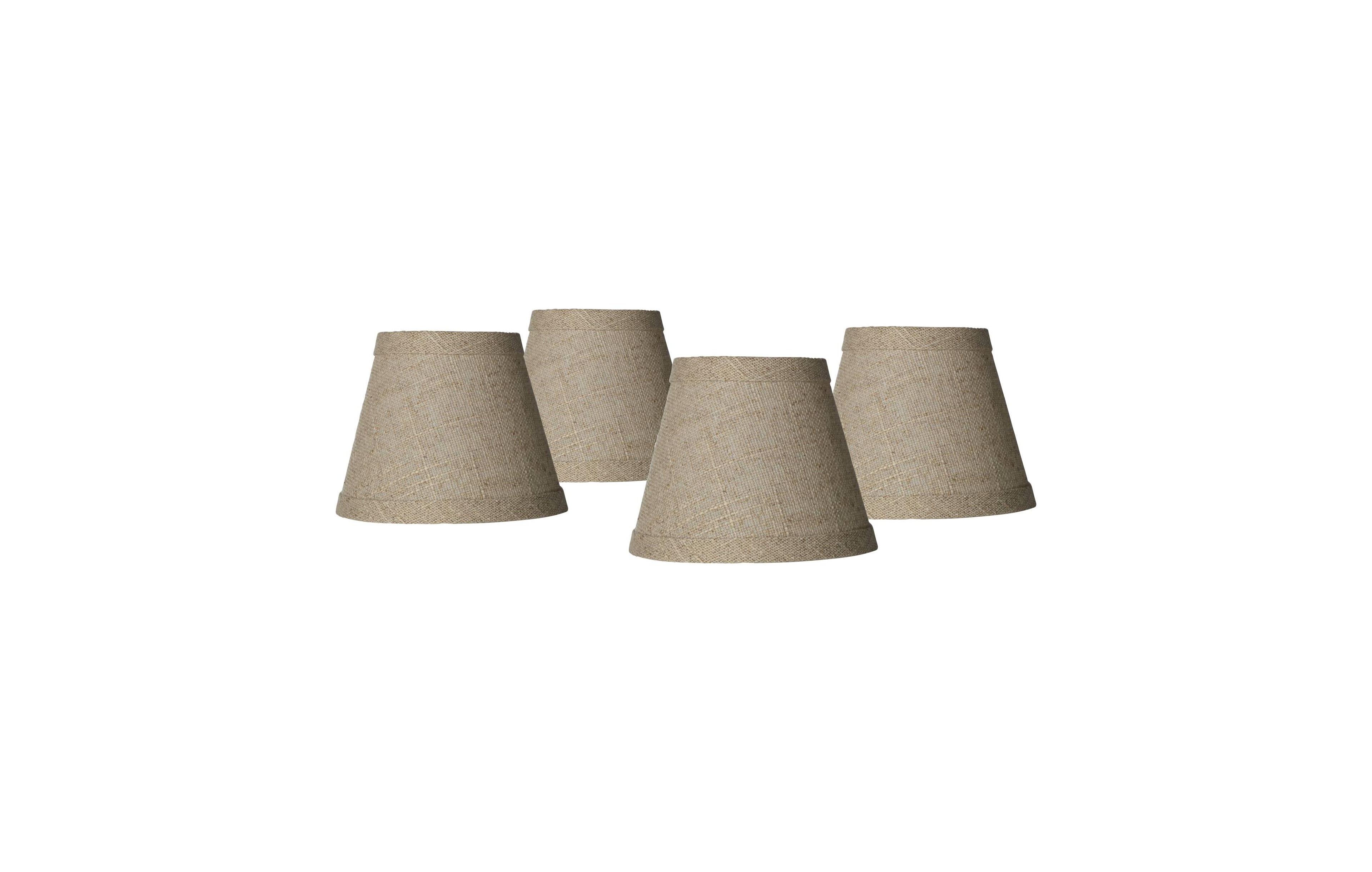Springcrest Set of 4 Empire Lamp Shades Fine Burlap Natural Small 3" Top x 5" Bottom x 4" High Candelabra Clip-On Fitting