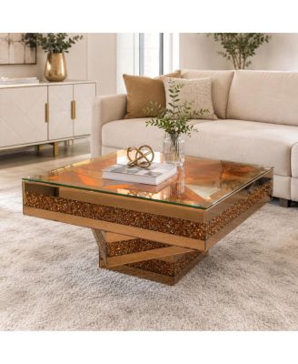 3 Tiered Crushed Diamond Mirrored Coffee Table