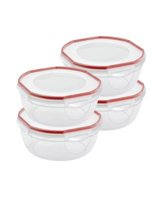Ultra Seal 4.7 Qt Plastic Food Storage Bowl Container with  Lid (4 Pack)