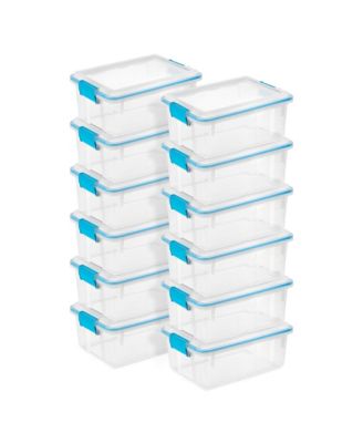 12 Qt Plastic Storage Bin Container Clear Gasket Sealed Box, (12 Pack)