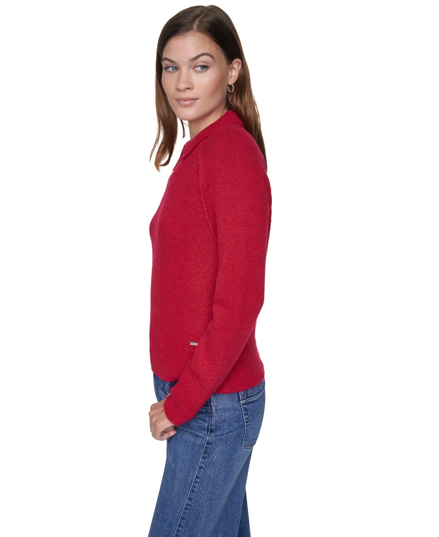 Женский свитер-поло DKNY Jeans, для невысоких, цвет: Рубиновый — фото 4