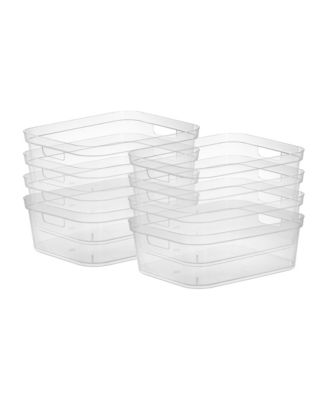5.25 x 12 x 15 Inch Storage Bin w/ Carry Through Handles, Clear, 8 Ct