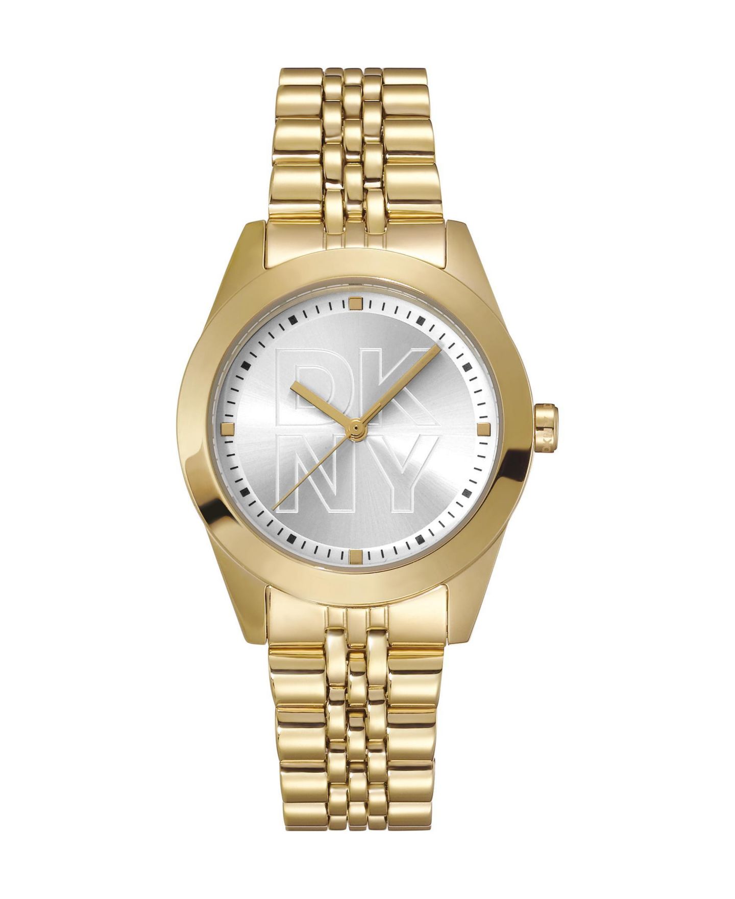 Женские часы DKNY Quartz Parsons Logo Water-Resistant Gold-Tone Stainless Steel Bracelet Watch, 32 mm, цвет: Золотой — фото 1