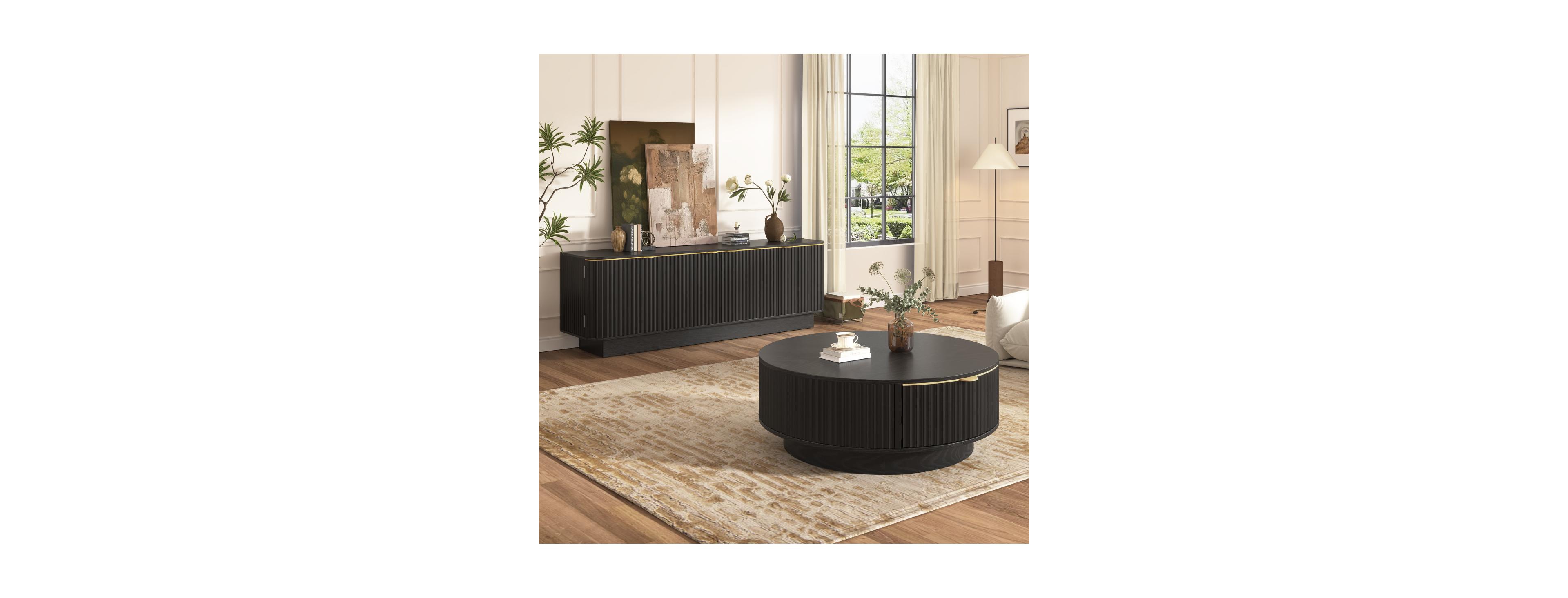 Streamdale Furniture Farmhouse Coffee Table and Tv Console Set