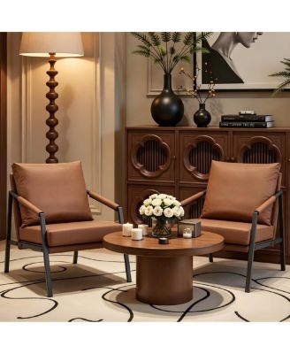 Modern Faux Leather Accent Chair with Metal Frame