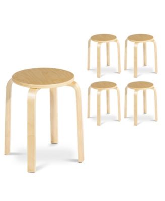 Set of 4 18 Inch Stackable Bentwood Dining Chairs with Round Top