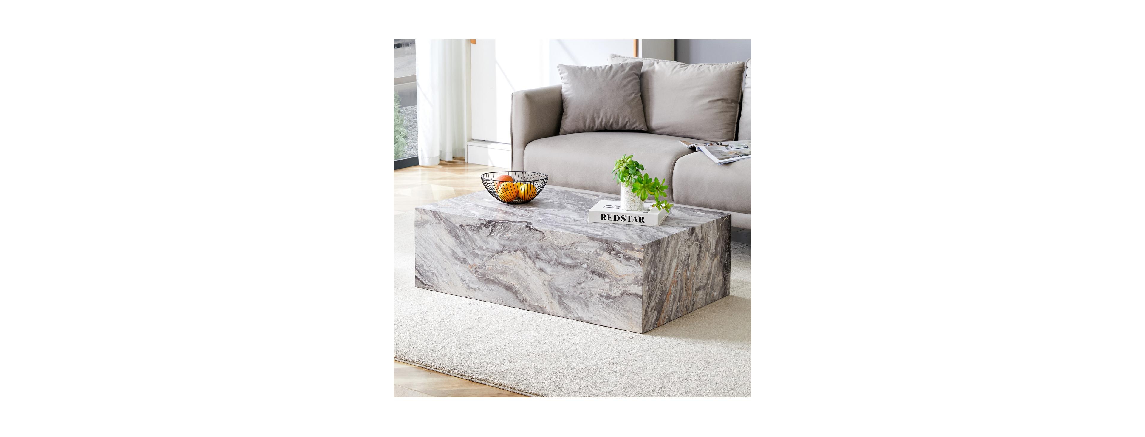 Streamdale Furniture Stone Pattern Mdf Coffee Table - Luxurious Living Room Accent