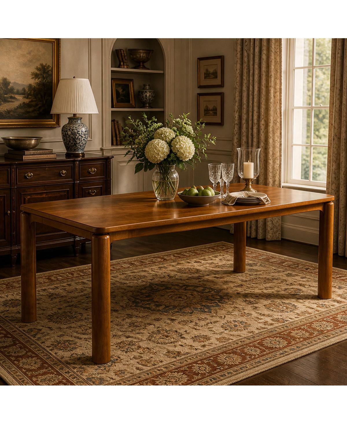Streamdale Furniture Walnut Solid Rubber Wood Rectangular Dining Table