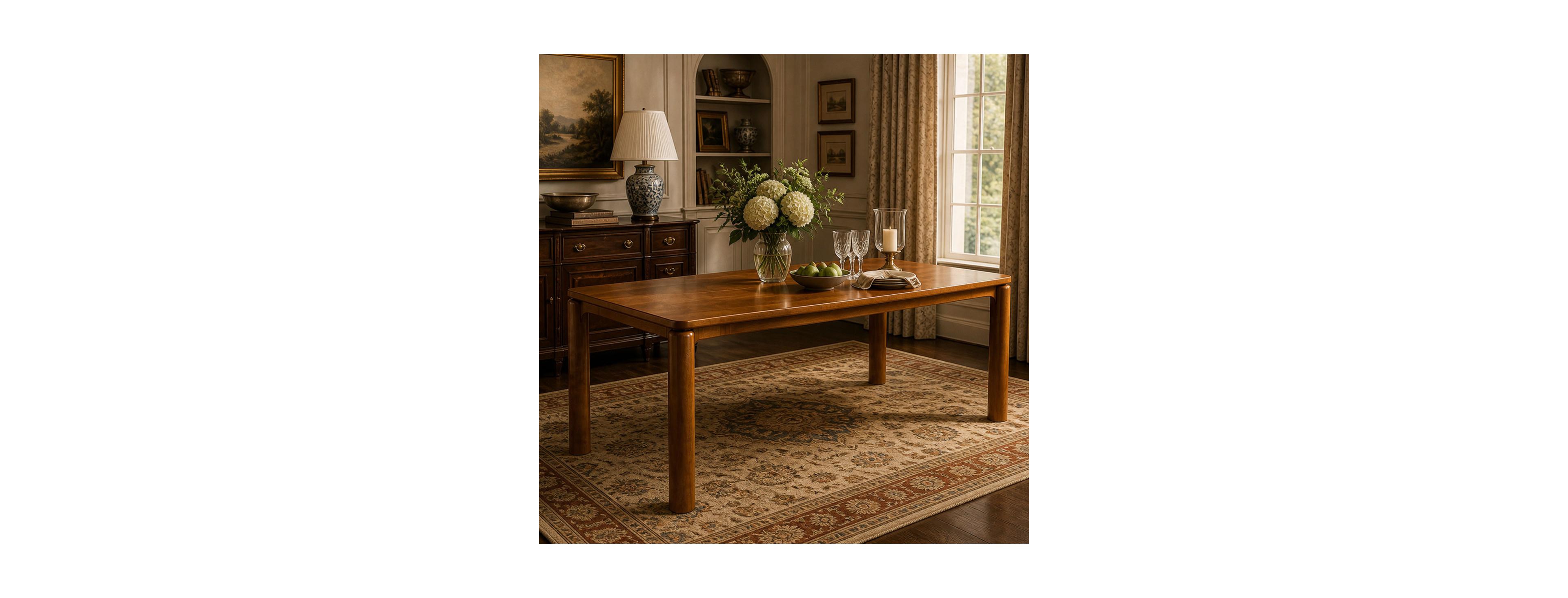 Streamdale Furniture Walnut Solid Rubber Wood Rectangular Dining Table