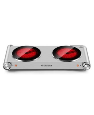 1800W 2 Burners Electric Hot Plate Cooktop Infrared Ceramic Stove Top Easy To Clean Knob Control Countertop