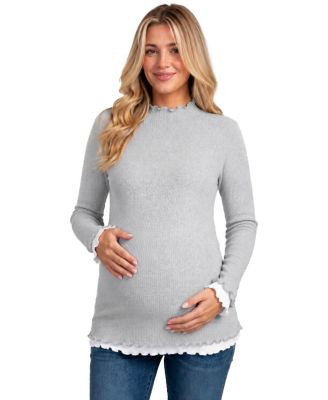 Maternity Ribbed Mock Neck Long-Sleeve Tunic