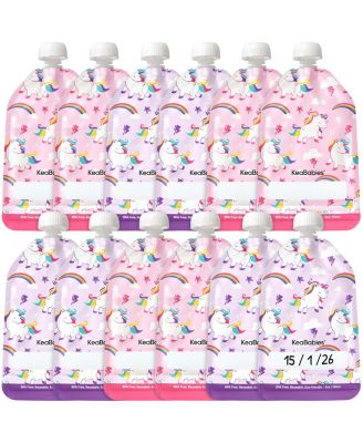 12-Pack Prep Baby Food Pouch Reusable for Apple Sauce, Breastmilk, 5oz Puree Pouches for Toddlers, Kids, Baby First Food