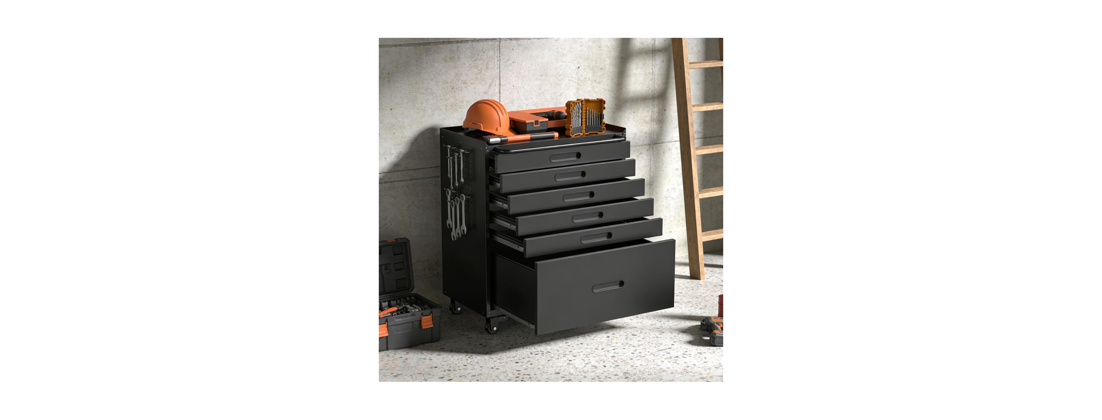 Streamdale Furniture 34.3" 6-Drawer Rolling Tool Chest and Mobile Garage Cabinet Organizer