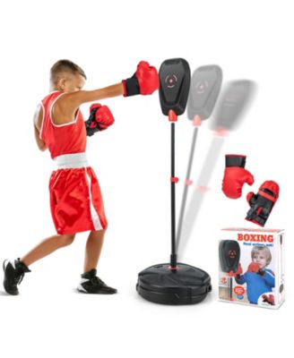 Kids Boxing Set, Inflation-Free Punching Bag with 33.5 to 51 in Adjustable Height, Quick Rebound Design, Gloves and Glove Holder