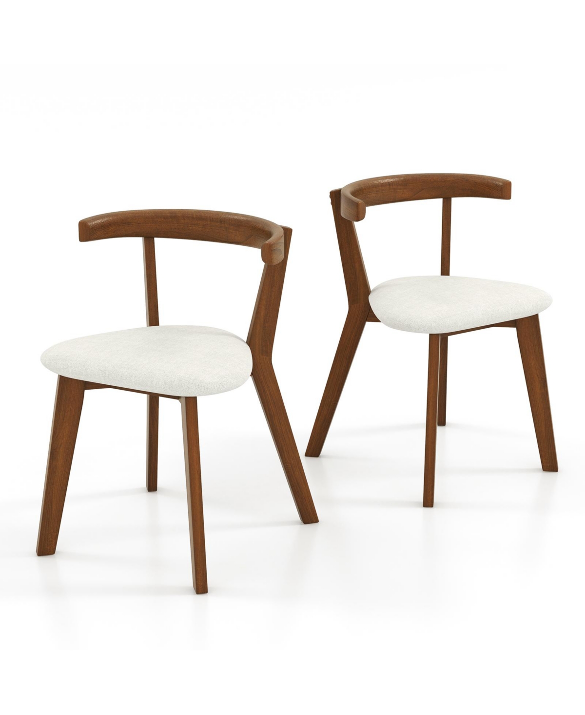Mecale Wood Dining Chair Set of 2 with Padded Seat and Curved Back