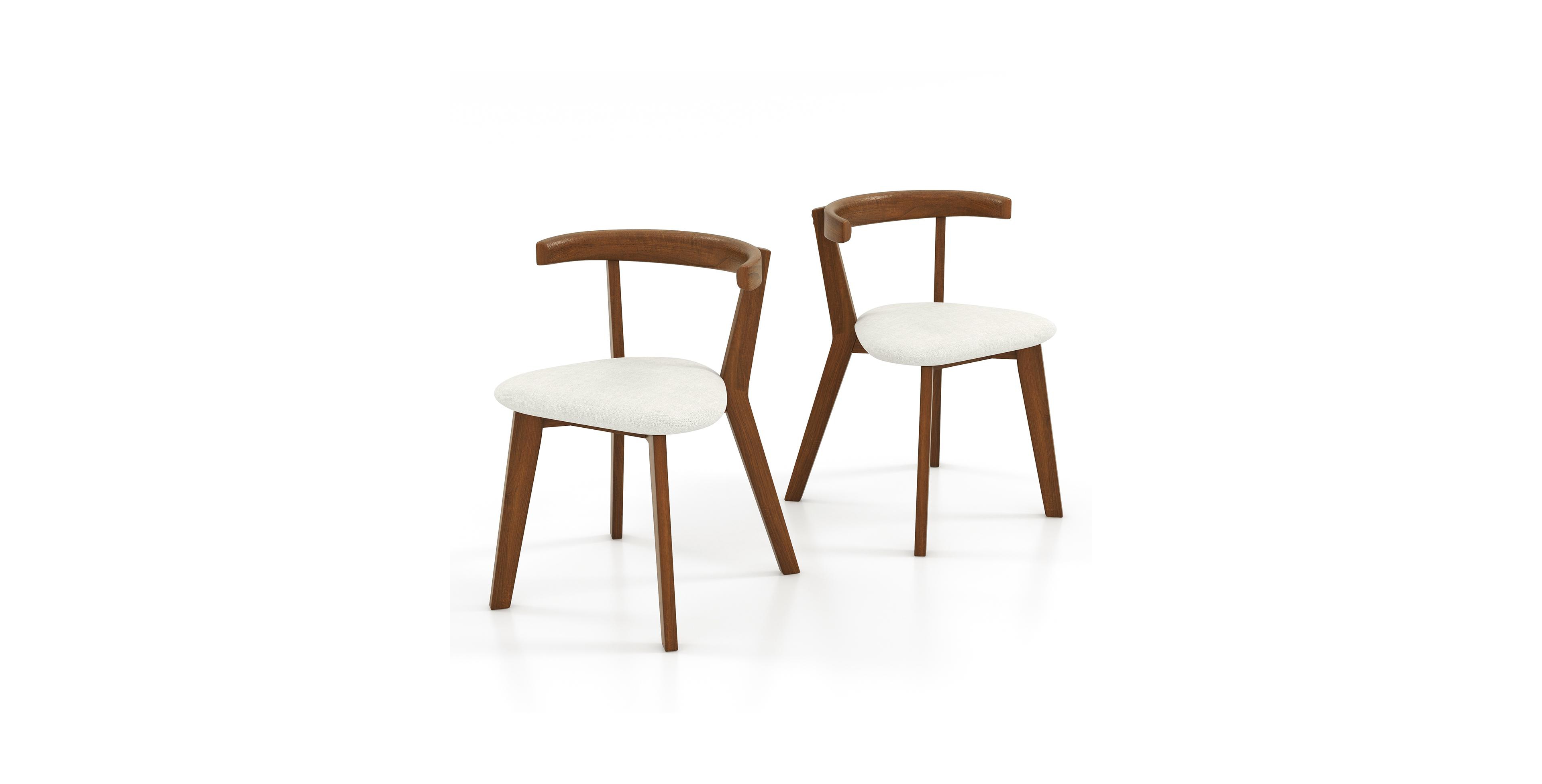 Mecale Wood Dining Chair Set of 2 with Padded Seat and Curved Back